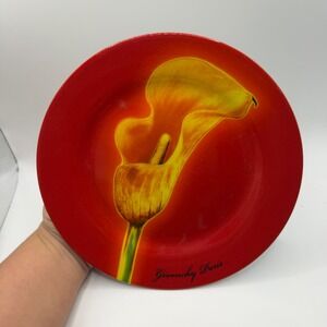 Givenchy Paris Calla Lily Porcelain Plate Red‎ Yellow Floral Designer Dish